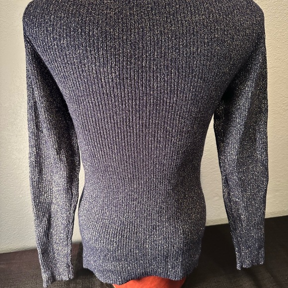 Michael Kors Navy V-Neck Sweater with Gold Accents - Picture 4 of 6